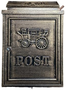 Kioxiuin Vintage English Villa Mailbox - Weatherproof Wall-Mounted Letterbox for Outdoor Use - Creative Red Carriage Design for Stylish Inbox Decor