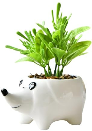 Qixuer Pot de Fleurs en Forme de Hérisson, Plant Pot en Céramique Petits Pots de Fleurs Pots de Plantes pour Mini Plantes Cactus, Décoration du Jardin de la Maison Ou du Bureau.