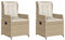 Gecheer 2 STK. Gartenstühl Verstellbar, Gartenstuhl mit Kissen, Gartensessel, Rattansessel, Terrassenstuhl, Beige Poly Rattan
