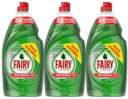 Fairy Ultra Poder Original Líquido Lavavajillas 3x900ML Fórmula Efectiva Que Deja Los Platos Relucientes, Impresionante Poder Antigrasa