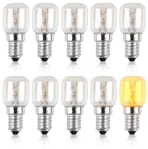 Lot de 10 ampoules de four 25 W E14 : ampoule G45 230 V jusqu'à 3000 K pour four, hotte, réfrigérateur, micro-ondes