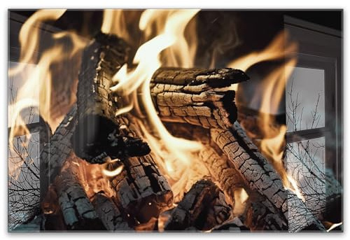 timalo Küchenbild aus Acrylglas modernes Wandbild Glasbild Deko Küche XXL Acryl-Bild wie Glas | 60x40cm Feuer Lagerfeuer Kamin