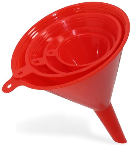 Grsta Imbuto Cucina, 4 pezzi Imbuto, S/M/L/XL, per il Trasferimento di Liquidi e Polveri, per Vino, Olio Commestibile, Olio motore, Benzina, 5.5/7.5/10/12.5cm