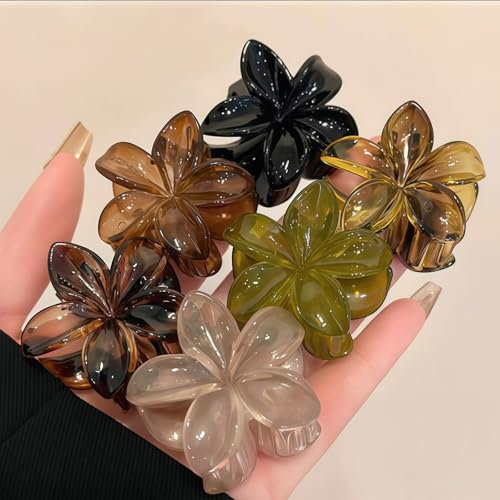 AstraGlam 6 piezas de pinzas de pelo florales – 1.5 pulgadas pinzas antideslizantes flor para mujeres – Adorno para el cabello floral estilo hawaiano