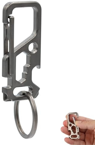 Titankarabiner Multitool, Schlüsselanhänger mit Schraubenzieher, Flaschenöffner, Mutterdreher, EDC Karabiner aus Titan, Schlüsselring