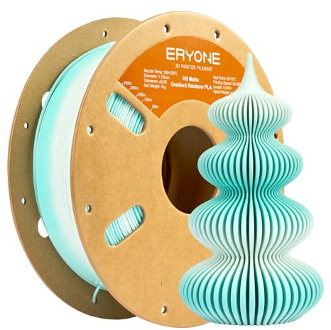 ERYONE Matte PLA 3D Drucker Filament 1.75mm, Matte Gradient Rainbow PLA, Maßgenauigkeit +/- 0.03 mm, 1 kg 1 Spule, Mattes mehrfarbiges PLA, Matte Gradient Snowfield