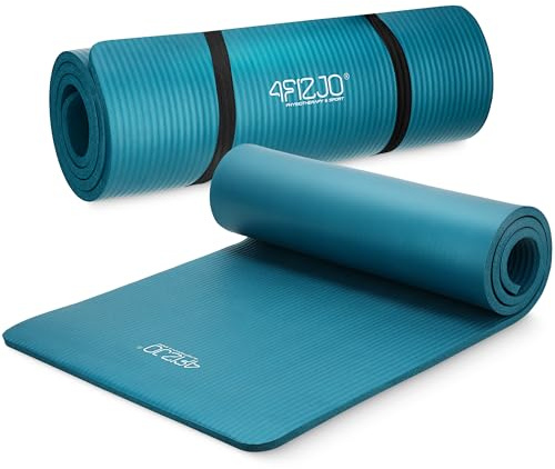4FIZJO Fitnessmatte mit Tragegurt, Abm. 180x60 cm, NBR-Schaumstoff, Rutschfest, Komfort, In & Outdor, Pilatesmatte, Yoga Matte, Sportmatte, Gymnastikmatte, Trainingsmatte