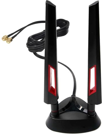 WiFi 6E Tri-Band 2.4GHz 5.8GHz 6GHz, Magnetic Base Antenna Aerial, Network Range Extender Booster Wireless Router Hotspot Motherboard PCI-E for PC Desktop Computer Gaming PCIe Card, Desktop