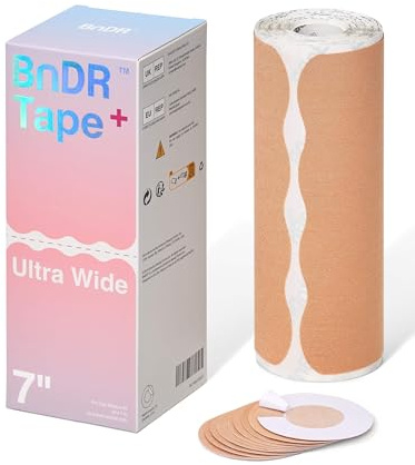Bande de kinésiologie pré-découpée extra large avec protections de mamelons, bande de compression thoracique pour homme trans FTM – 18 x 25 cm x 20 pièces