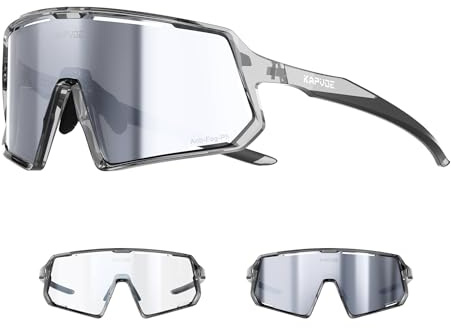 KAPVOE Anti-Beschlag Selbsttönend Fahrradbrille Herren Damen Photochrome Schnelle Brille Sport Sonnenbrille Klar Rennrad Brille Radbrille Sportbrille MTB K164