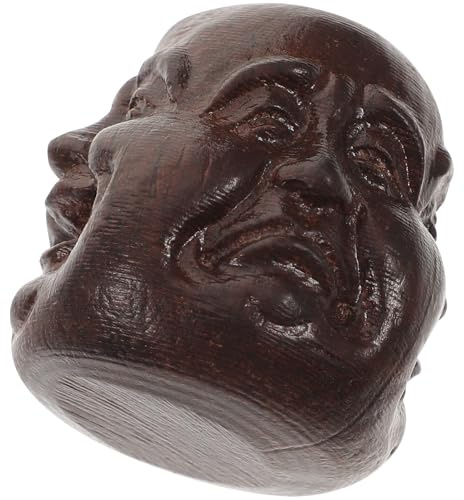 DOITOOL Dekoratives Buddha Kopf Holzornament aus Vietnamesischem Adlerholz mit Kleinem Design Filigraner Verarbeitung für Wohn und Autodekoration