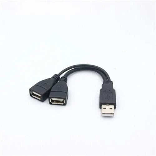 USB 2.0 Male to Dual Female Y Splitter Cable, 1 Data and 1 Power, Black, 10cm, OTG Support