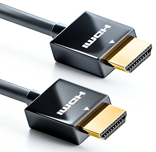 deleyCON 2m HDMI Cable Slim (Pequeño y Flexible Cable HDMI) 4K HDMI 2.0 Cable 1080P 2160P UHD ARC HDR 3D para TV, Monitor, Beamer, Laptop, Notebook, PC, Ordenador, PS4, PS5, XBOX - Negro
