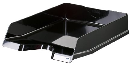 HAN Briefablage VIVA, DIN A4/C4, stapelbar, mit Clip, hochglänzend, schwarz, 3 Stück