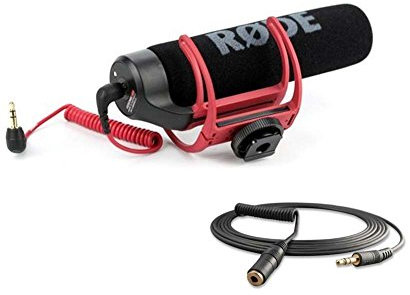 RØDE VideoMic GO Lightweight On-camera Shotgun Microphone for Filmmaking, Content Creation and Location Recording & VC1 Stereo 3.5mm Extension Cable