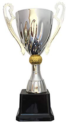 Durabol Trofeo Premio y Recompensas Copa de Deportivos Soporte Cuadrado (Plata con Oro Metal)