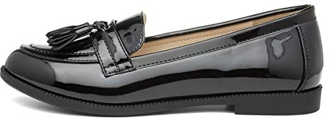 Lilley Anais Womens Black Patent Loafer - Size 9 UK - Black