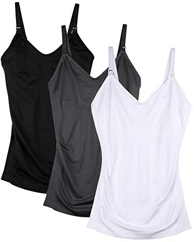DAISITY Womens Nursing Tank Tops Cami for Breastfeeding Maternity Postpartum Tops Adjustable Straps
