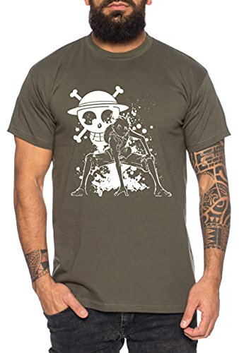 Ruffy Angry Zorro Gear One Manga Herren 2 Ruffy T-Shirt Anime Piece, Größe:XL, Farbe:Khaki