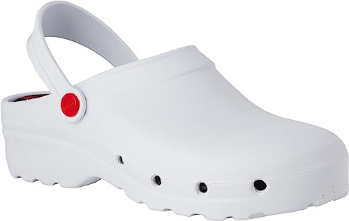 REPOSA Light Shock Sabots sanitaires Chaussures Infirmières Eva réticulée Chaussures sanitaires Type Sabot Confortable et léger, Tige Fermée, Trous latéraux, Semelle Anatomique, Blanc, 43 EU