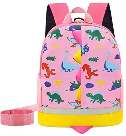 Cosyres Kids Dinosaur Backpack Bag Reins Girls Toddler Backpack Rucksack (Pink)