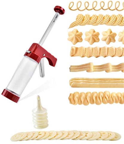 CHSEEO Pistola para Decoración de Tartas y Galletas, Prensa para Galletas Pistola Reposteria Maquina de Pastas Moldes para Galletas Jeringa con Discos y Boquillas #8