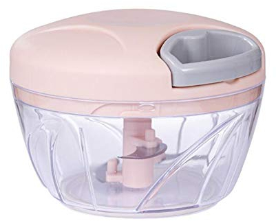 Chiatai Hachoir manuel 3 lames en acier inoxydable 400 ml Hachoir manuel Mixeur pour fruits, légumes, herbes, oignons Rose
