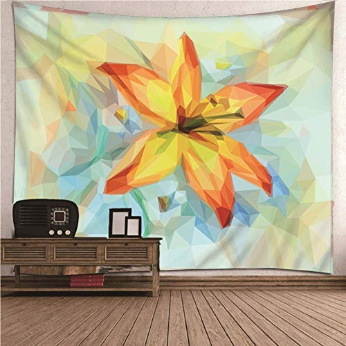 Daesar Tapisserie Yoga, Tentures Occultants Fleur de Lys Nappe Table Salon 350x256CM Multicolore Tapisserie Polyester