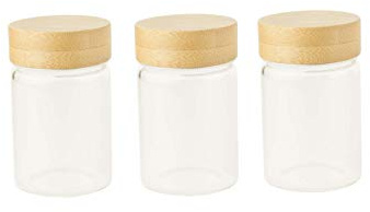 Pebbly 3ER-Set RUNDE GLASBEHÄLTER MIT SCHRAUBDECKEL - 75ml
