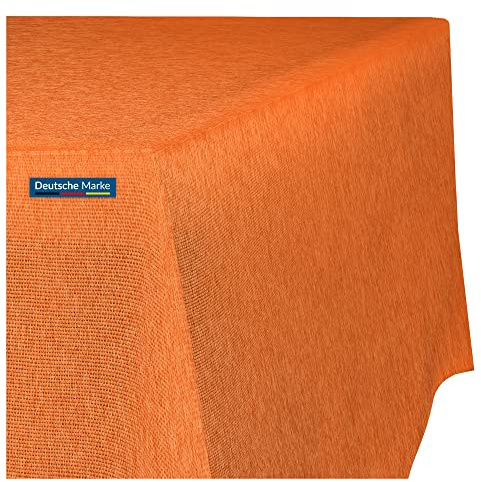 TEXMAXX Tischdecke abwaschbar Eckig - 120 x 120 cm in Orange - Maßgefertigte Tischdecke Leinenoptik mit Lotuseffekt - Gartentischdecke wasserabweisend mit Fleckschutz