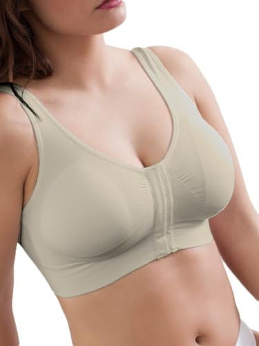 Selene, Reggiseno Donna in Tessuto Anallergico, Senza Ferretto, con Coppe Estraibili e Comoda Chiusura Davanti, Collezione Luisa, Colore Terra, Taglia M