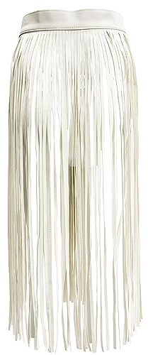 ZUYPSK Damen Flapper Rock Leder Gürtel Quaste Röcke Kunstleder Hip-Hop Punk Gurt für Rock Kleid Fasching Party Kostüm (L, Weiß)
