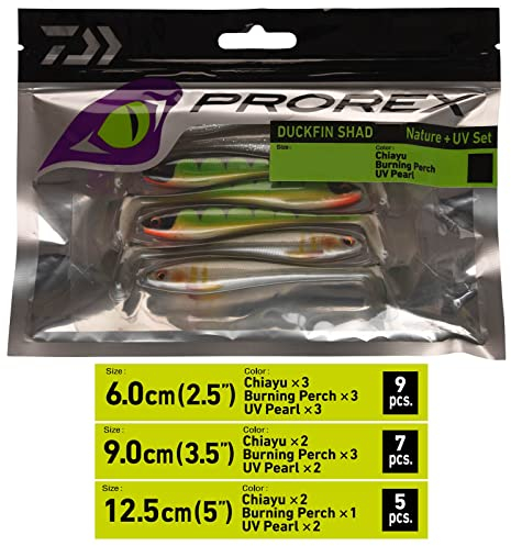 Daiwa PROREX Duckfin UV&Nature Set 9.0cm SHAD Set - Gummifisch Angelset