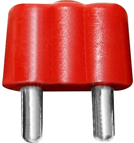 BELI-BECO 61/15 Doppelstecker - Miniatur-Bananenstecker mit 8mm Stiftabstand und Stift-Ø: 2,6mm - 3 Stück (Rot)