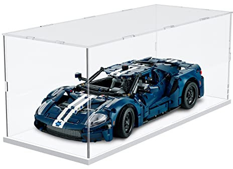 Nynelly Vitrine pour Collection, Boîte en Acrylique Transparente avec Base Blanc à Assembler Boîte de Comptoir Antipoussière avec Bande Lumineuse pour Lego Figurines Action Pop,19.7x7.9x7.9 inch