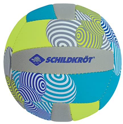 Schildkröt Unisex – Erwachsene Neopren Mini Beachvolleyball, Größe 2, Ø 15 cm, griffige Textile Oberfläche, salzwasserfest, ideal für kleine Kinderhände, 970342, Blau-Gelb-Grau, 2