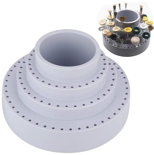 16.8cm/6.6in Round Bottom Hole Drill Bit Storage Case, 10.5cm/4.1in Height Rotating Round Shape Drill Bit Storage Case, Grinding Tool Tip Stand Organizer Container Drill Storage Box
