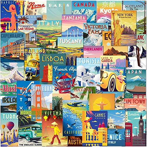 Olivia Samuel 40 x Retro-Reisepostkarten, gemischtes Multipack von vielen beliebten und exotischen Reisezielen in lebendigen Farben. Gedruckt in Großbritannien auf dickem, umweltfreundlichem 300