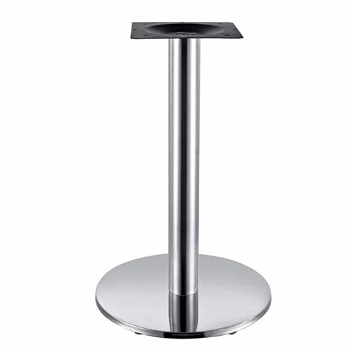 Stabil Tischgestell, Mittelfuß aus Silber Edelstahl | Runder Fußplatte | Höhe: 72 cm | Untergestell Tischfuß für Bistro Gastro Cafe Tisch (1, Edelstahl Silber, Runder)