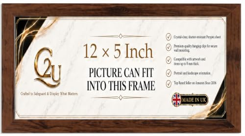 12x5 Inch Panoramic Picture Frame | Walnut Panoramic Photo & Poster Frame for Home Wall Décor, Jigsaw Puzzles & Artwork | Wall Mount & Tabletop | Portrait or Landscape.