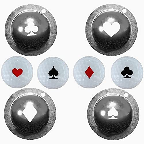 JSWLYWMTPJ 4PCS Poker Golf Ball Marker Stencil Drawing Tool for Men Women Personalized Custom Golf Ball Marker Stamper