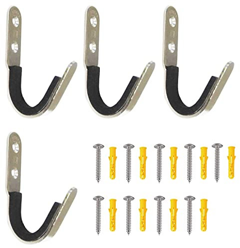 4 Pack Heavy Duty Sword Wall Mount - Display Rack Stand Hook Hanger - Holds 2 Swords - Felt Protection - No Rust, No Scratching - Easy Install, Sturdy