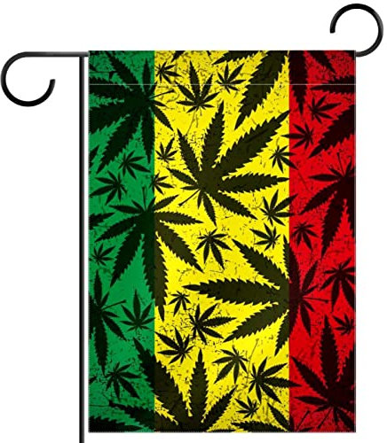 Drapeaux de jardin 12 x 18 drapeaux de jardin double face drapeaux de jardin imperméables pour l'extérieur,Feuilles Vert Jaune Rouge Drapeau