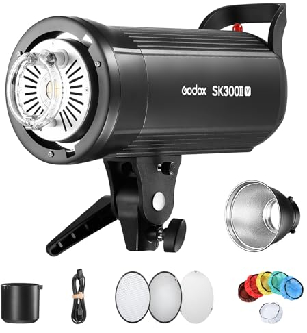 GODOX SK300IIV 300Ws Studioblitz Blitzlicht Flash Strobe mit Bowens Mount,GN58,0.1-1.5S Recycle Zeit,2.4G X System,10W LED Modeling Lampe für Studio, Shooting, Fotografie(Upgraded Version)