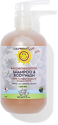 California Kids Shampoo + Kids Body Wash 2-in-1 | Super Sensitive (Unscented) | Gentle Skin Care | 100% Plant-Based | Hypoallergenic | 19 oz.