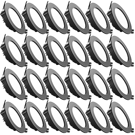 Tofisr LED Einbaustrahler 230V Downlights LED Spot Ultra Flach Inkl. 24 x 7W 700lm Neutralweiß 4500K Rund Matt Schwarz Metall Aluminium Einbauleuchten Deckenspots Set