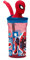 p:os 35478 - Spiderman Trinkbecher für Kinder mit integriertem Strohhalm, Deckel und 3D Figur, Trinkgefäß mit ca. 360 ml Fassungsvermögen, ideal für kalte Getränke