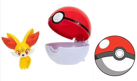 Pokemon Clip n Go Battle Feature Figure Multi-Pack Action Ready Pack Plus Sticker (Fennekin and Poke Ball)