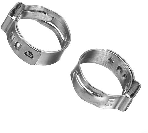 HEIBTENY Collier de serrage en acier inoxydable PEX - Pour oreilles simples - Argenté - Lot de 10