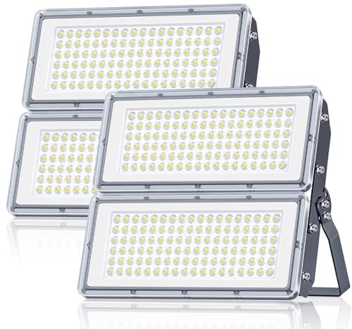 VRTOGTHE Focos LED Exterior 200W - 2 Piezas 2 en 1 20000LM Proyector LED con Transformadores y Impermeable IP67, 7000K Blanco Frío Foco Exterior para Jardín, Garaje, Campo Deportivo